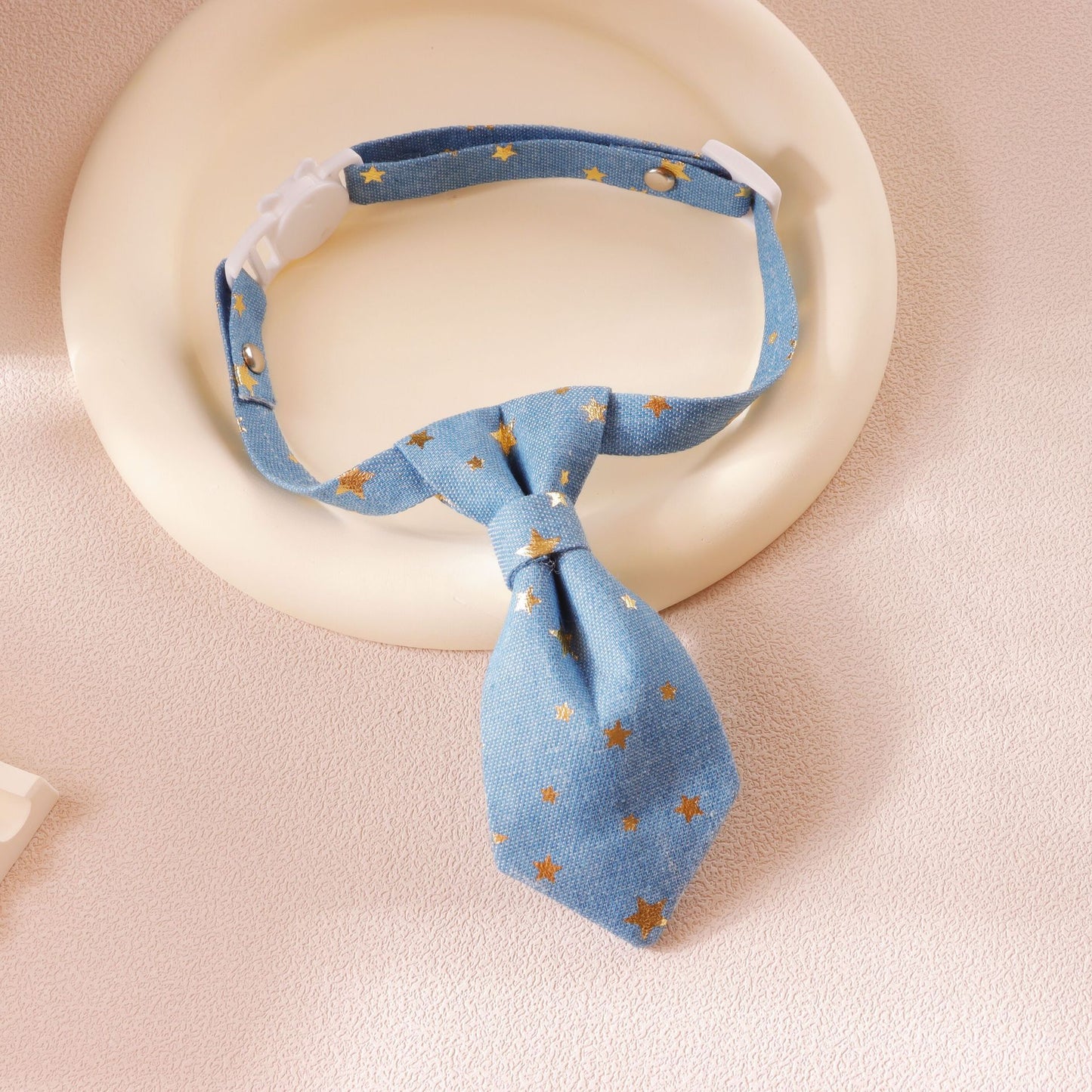 Designer Dog Collar For Small Medium Dogs Long Tie Golden Star Fancy Neck Wear Adjustable Animal Decoration Pet Cat Accessories