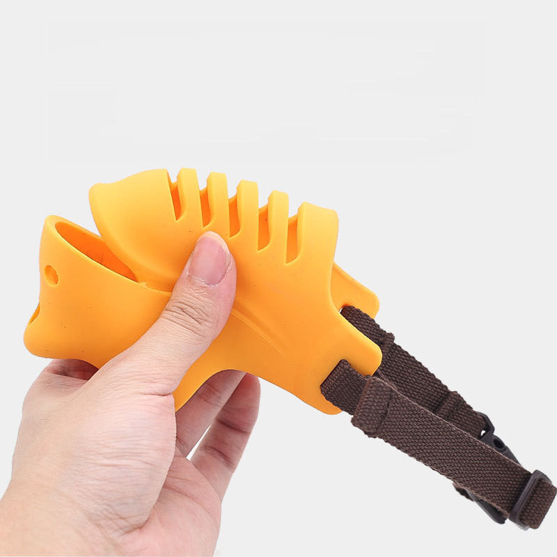 Rhino shape adjustable pure silicone dog muzzle