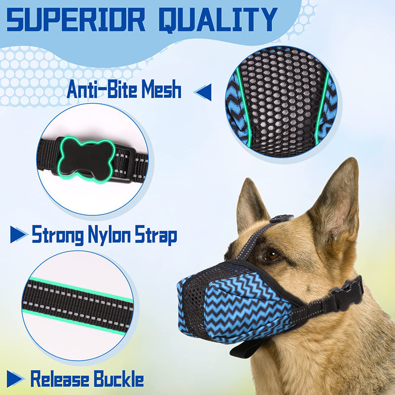 Dog Muzzle Air Mesh Breathable Muzzle For Medium Large Sized Dogs To Anti  Prevent Biting Barking Chewing Soft Basket Muzzle For German Shepherd Dog With Reflective  Adjustable Strap