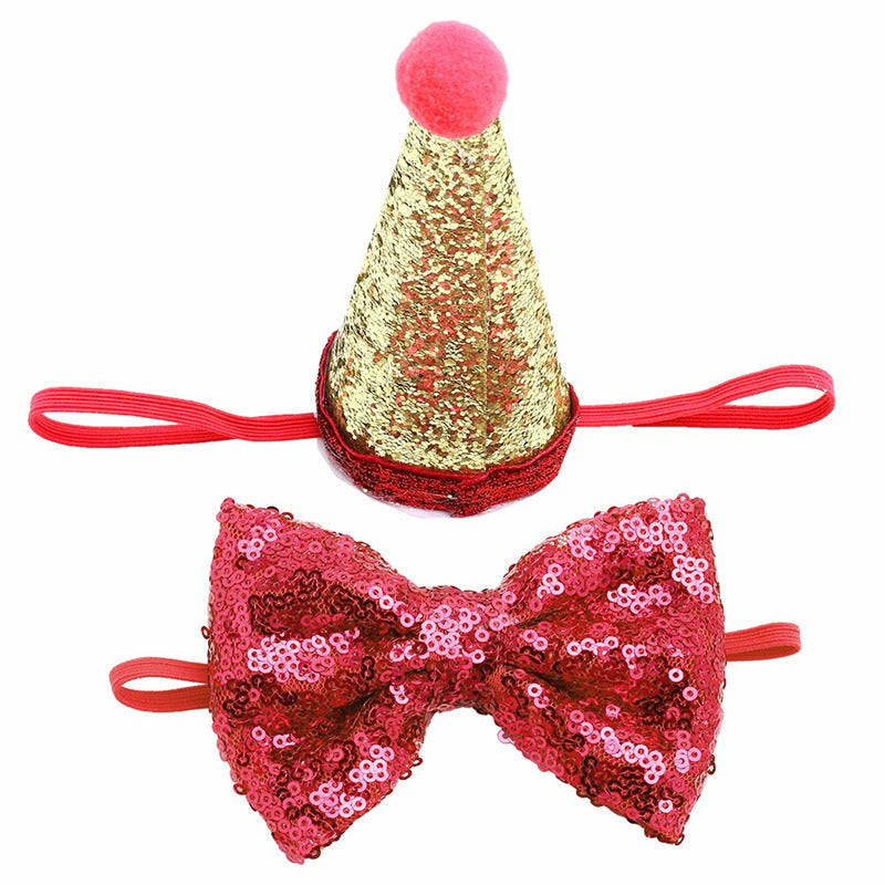 Dog sequins solid color small bow