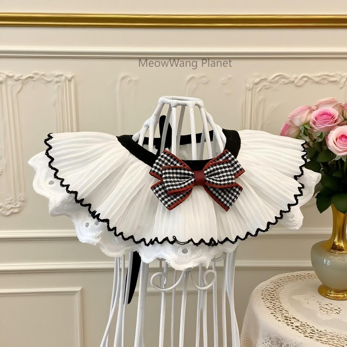 Lace Bow Pet Collar Elegant Neck Accessory For Cats Small Dogs Handcrafted Bowtie Luxury Pet Gift