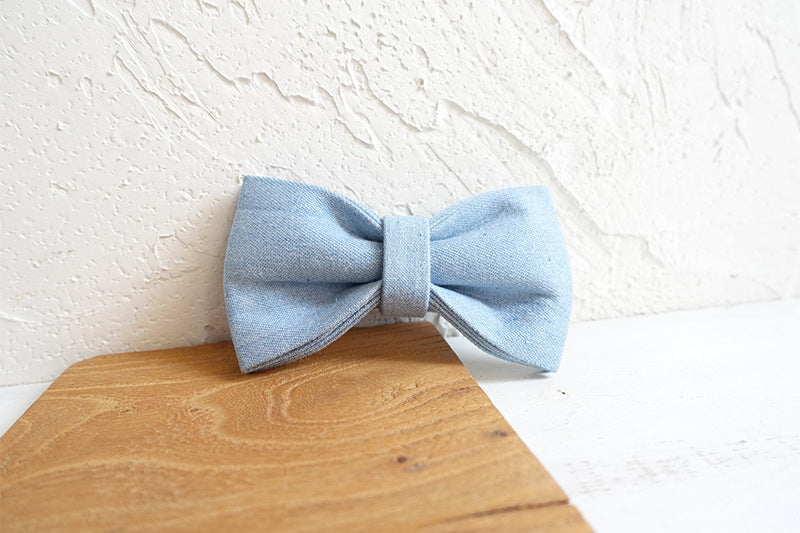 blue Pet bow double layer dog