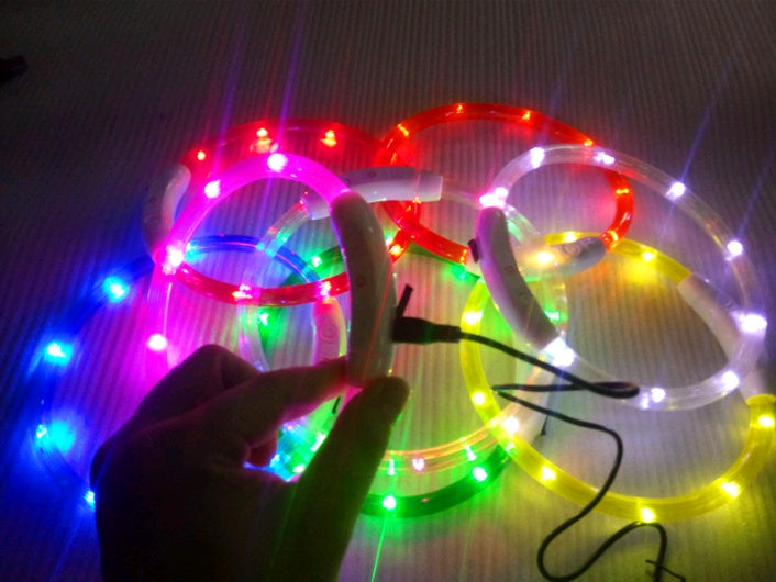 USB charging light collar night light dog collar LED Teddy Golden Retriever dog collar full dog breed
