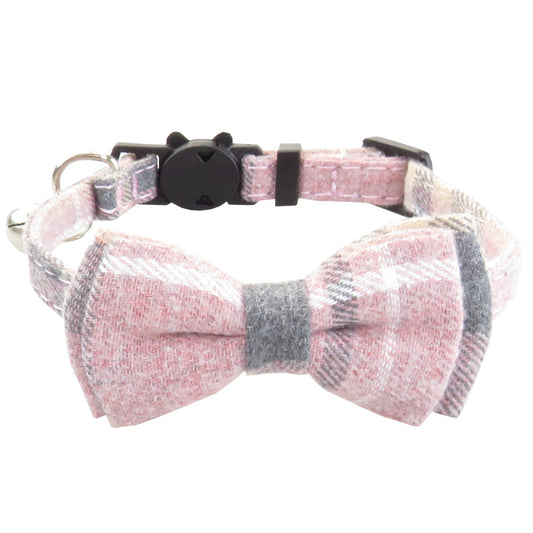 Bow Tie Cat Collar Bandana Breakaway Pet Collar Bandana With Classic Plaid Adjustable Cat Collar With Scarf And Bowtie Necklace