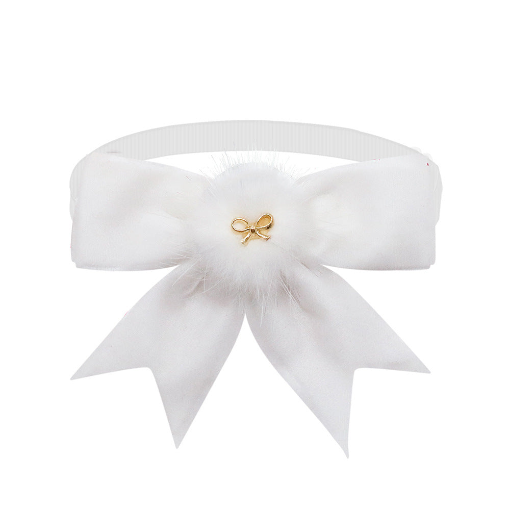 Pet Tie Solid Color Bow Jewelry Suede Adjustable