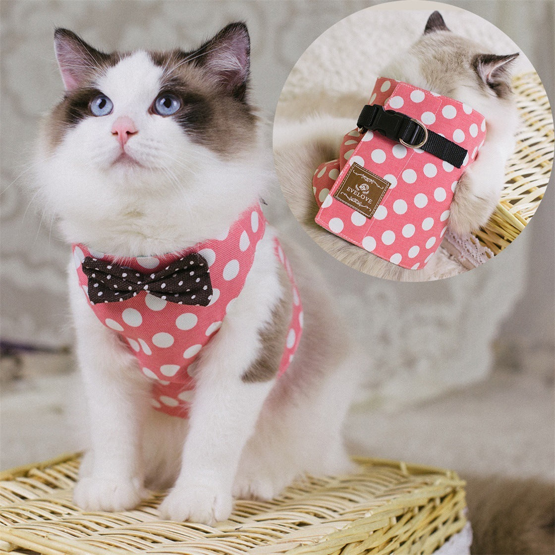 Rope Cat Traction Cat Chest Strap Set Bow