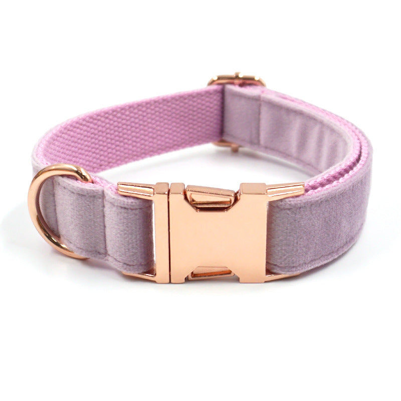 Dark Grey Velvet Pet Collar Leash