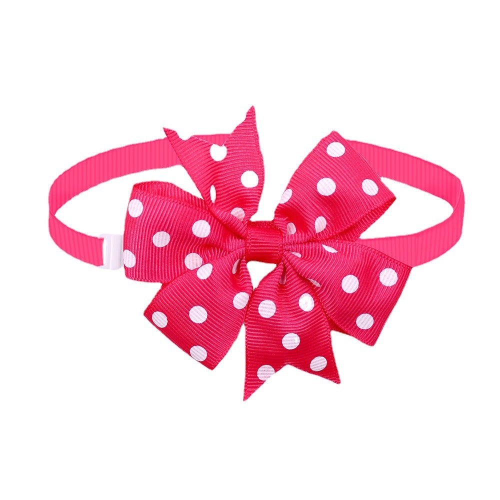 Pet Bow Tie Bow Dog Cat Headdress Solid Color Wave Point Hexagon