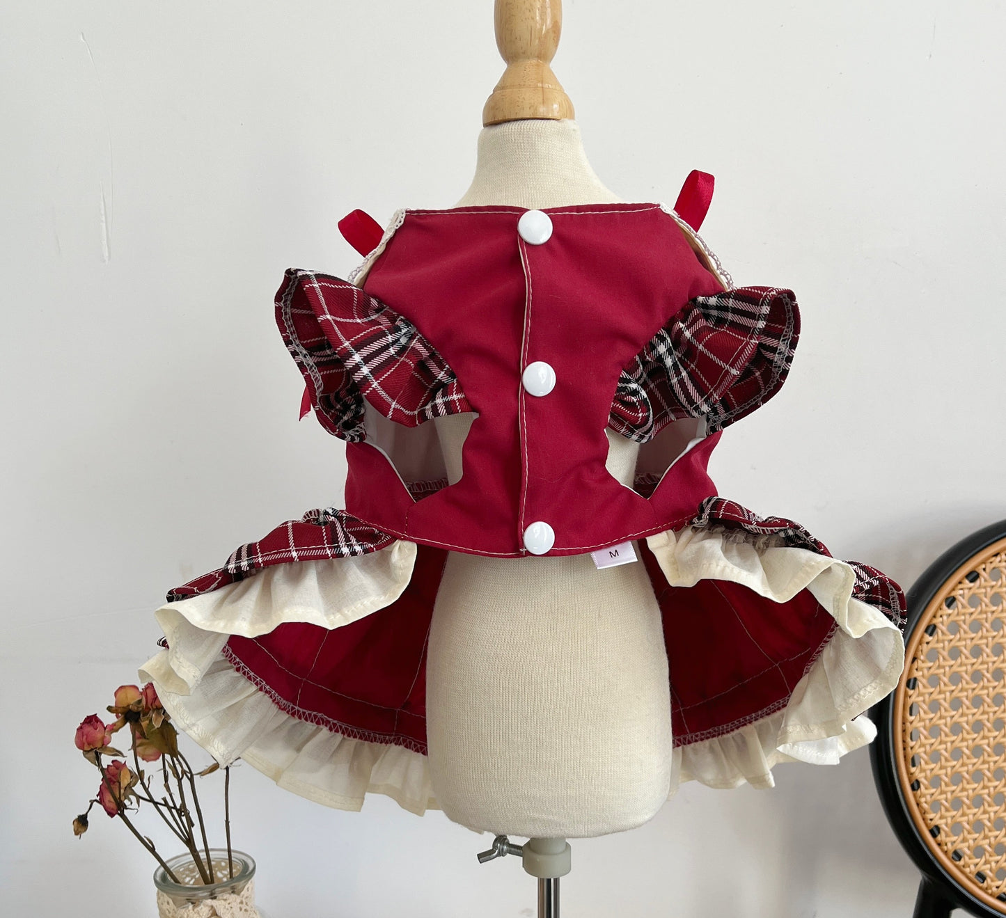 Princess Lolita Dress With Pet Bow Plaid Lace