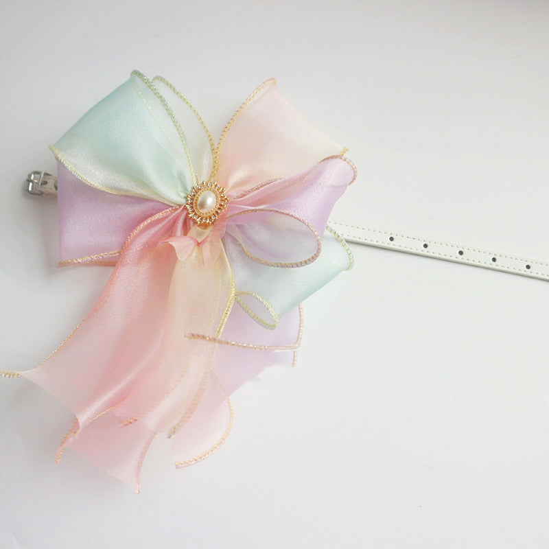 Pet Leather Collar Bow Cute Photo Props