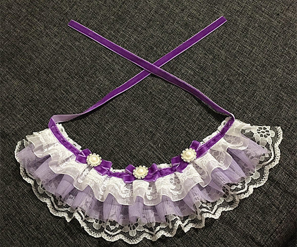 Cat Dog Pet Jewelry Necklace Bow Tie Lace Saliva Towel