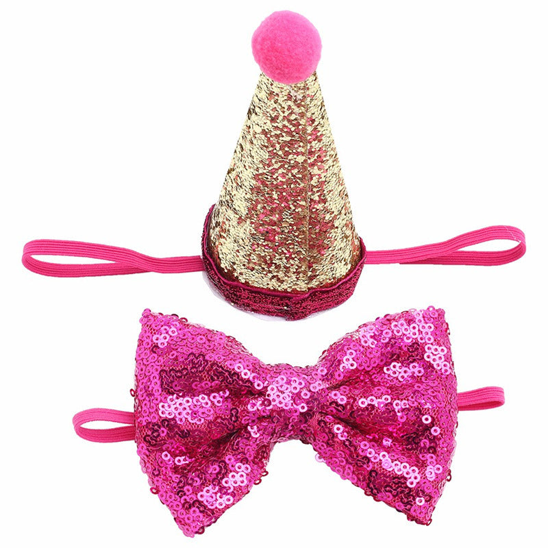 Dog sequins solid color small bow