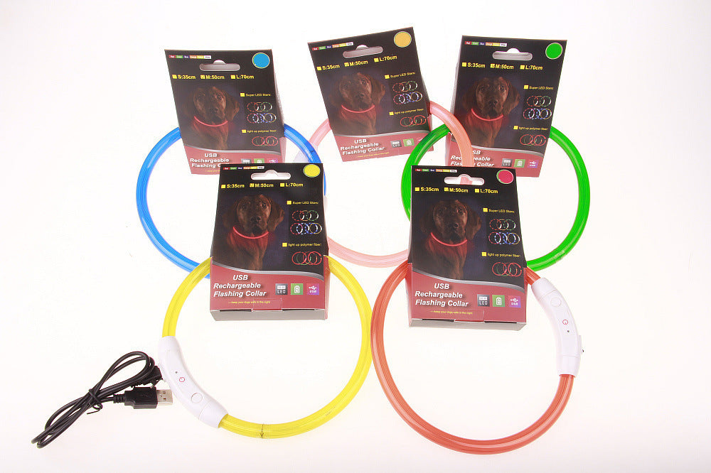 USB charging light collar night light dog collar LED Teddy Golden Retriever dog collar full dog breed