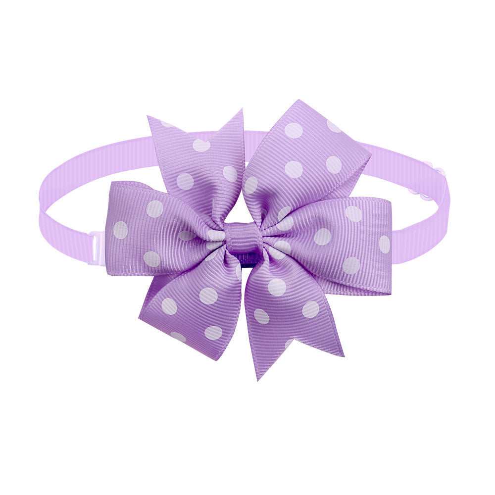 Pet Bow Tie Bow Dog Cat Headdress Solid Color Wave Point Hexagon