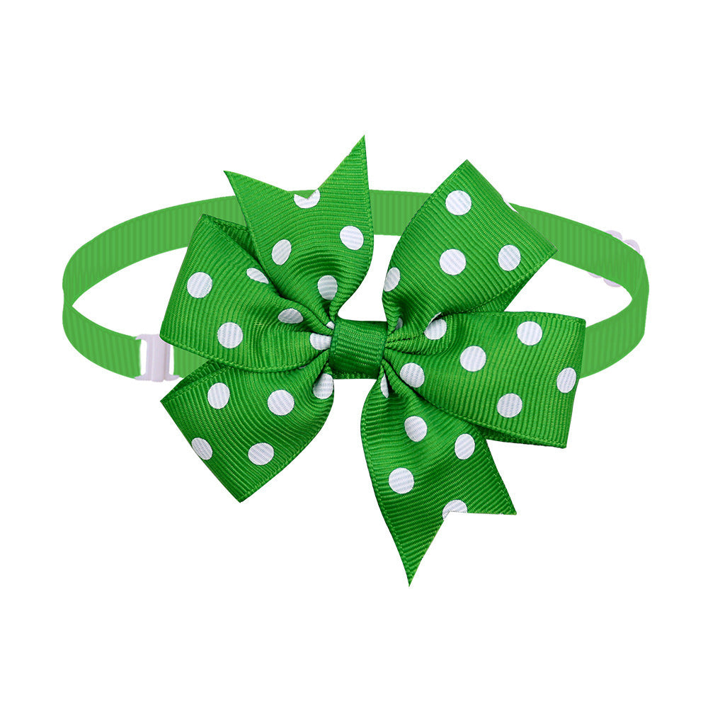 Pet Bow Tie Bow Dog Cat Headdress Solid Color Wave Point Hexagon