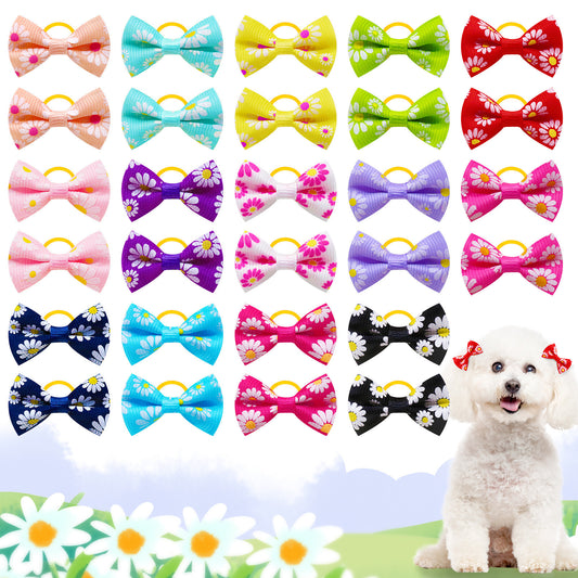Small Daisy Pet Head Rope Pastoral Style Cat Dog Head Flower Rubber Band