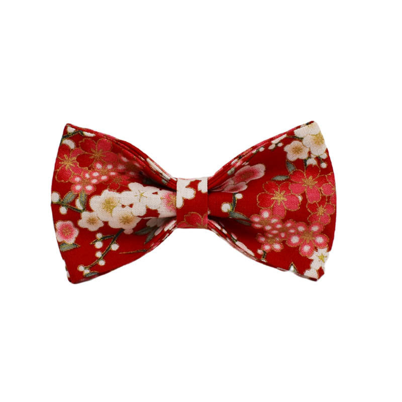 Japanese Floral Dog Collar Alloy Buckle Hand Holding Rope Pet Collar