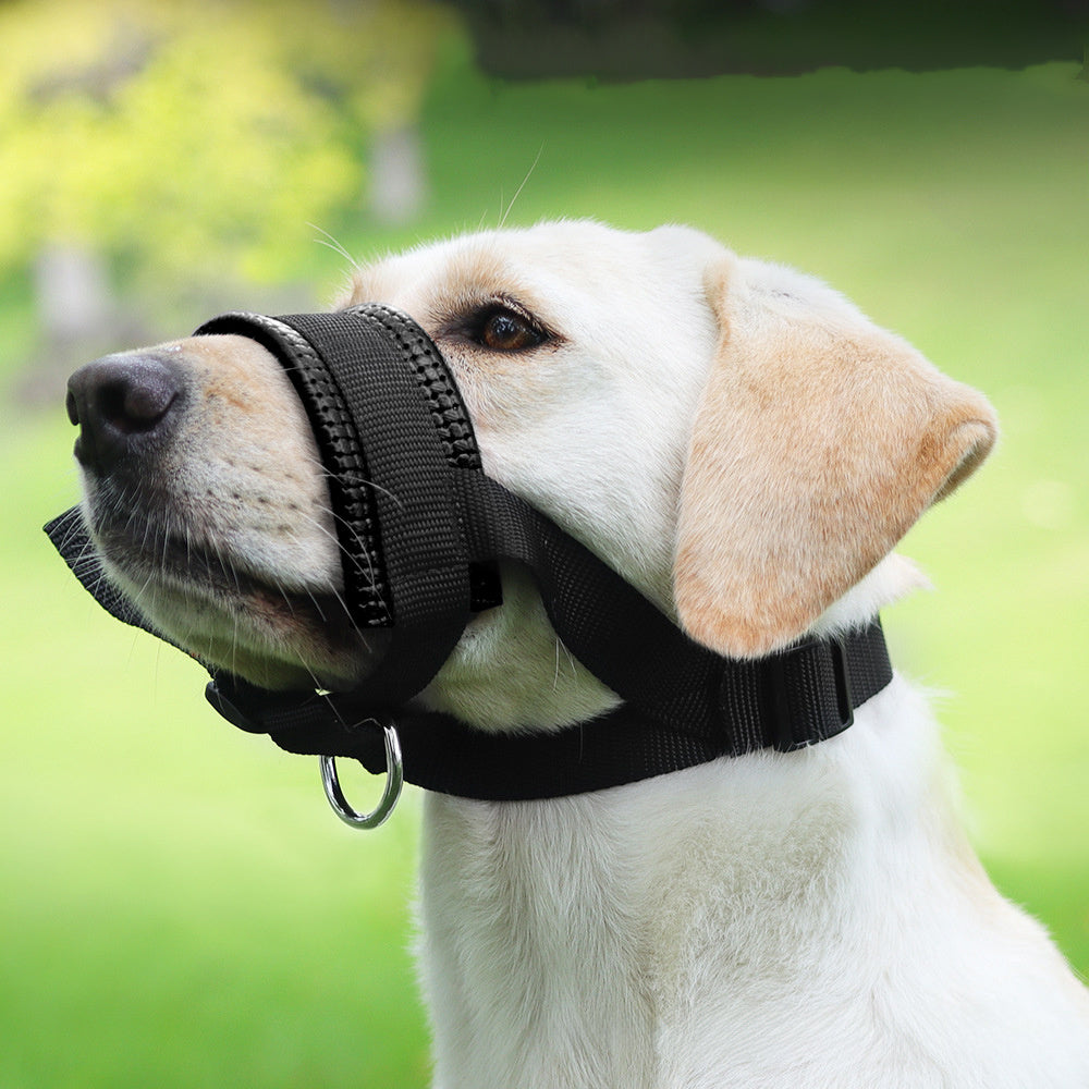 Dog Mouth Muzzle Anti Bark Dog Collar Breathable Dog Training Tool Nylon Muzzle Set With Stripes Summer Pet Leashes
