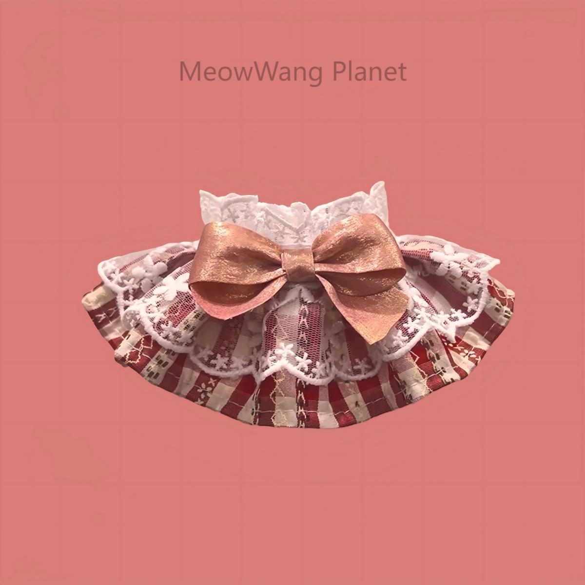 Handmade Lace Pet Neck Bib Heritage Plaid Ruffle Bandana For Cats Small Dogs Luxury Pet Gift