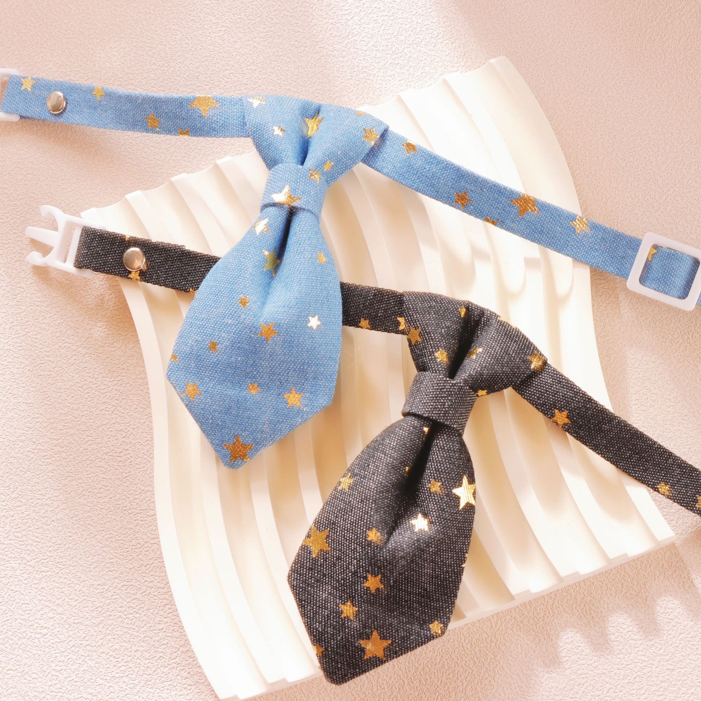 Designer Dog Collar For Small Medium Dogs Long Tie Golden Star Fancy Neck Wear Adjustable Animal Decoration Pet Cat Accessories